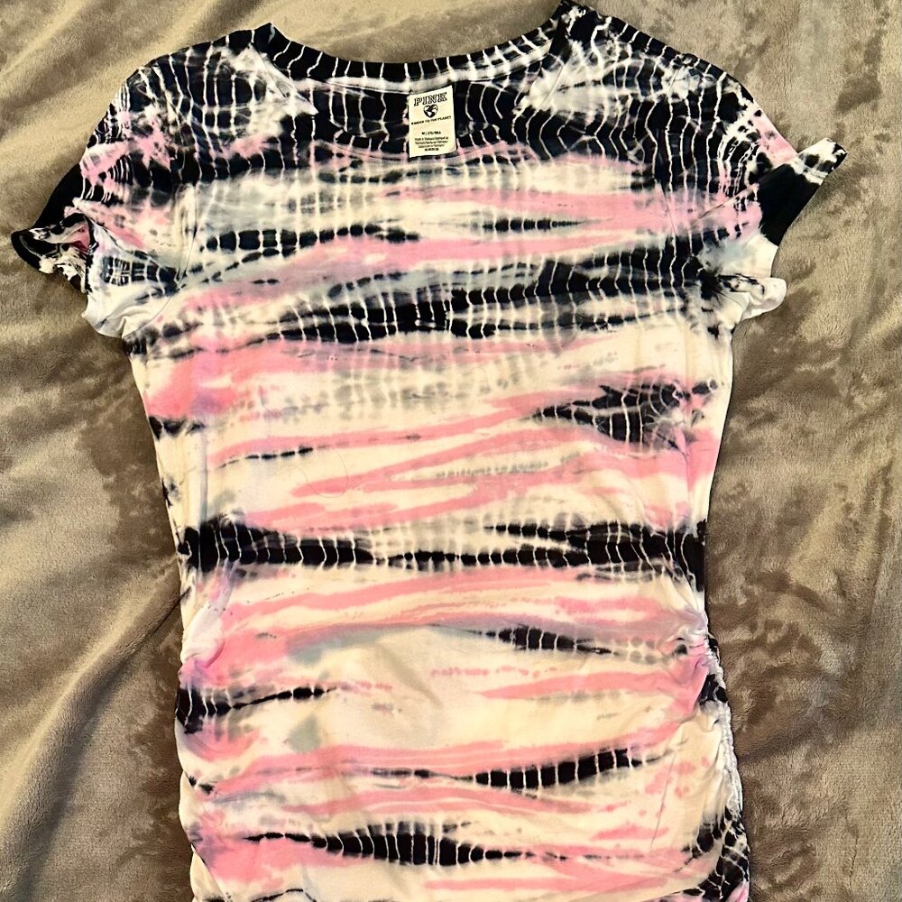ADORABLE PINK, pink and navy tie dye dress